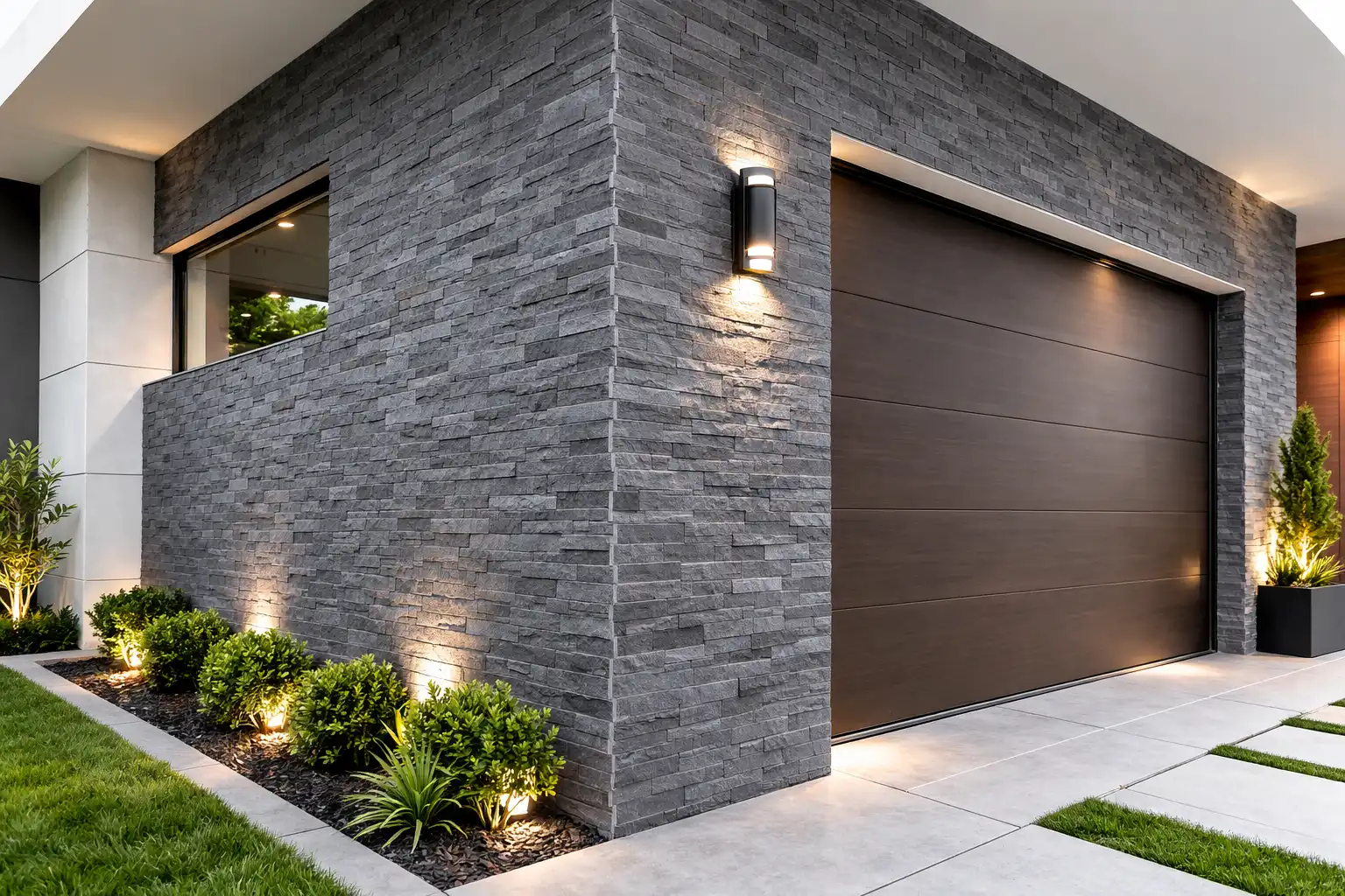 Dark wood modern kitchen interior